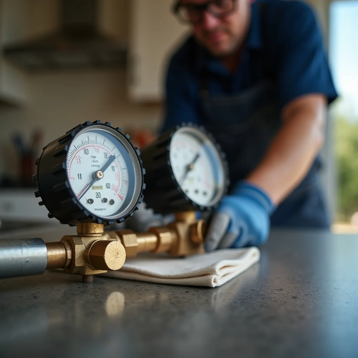 Licensed plumber performing gas line installation in a Colleyville, TX home