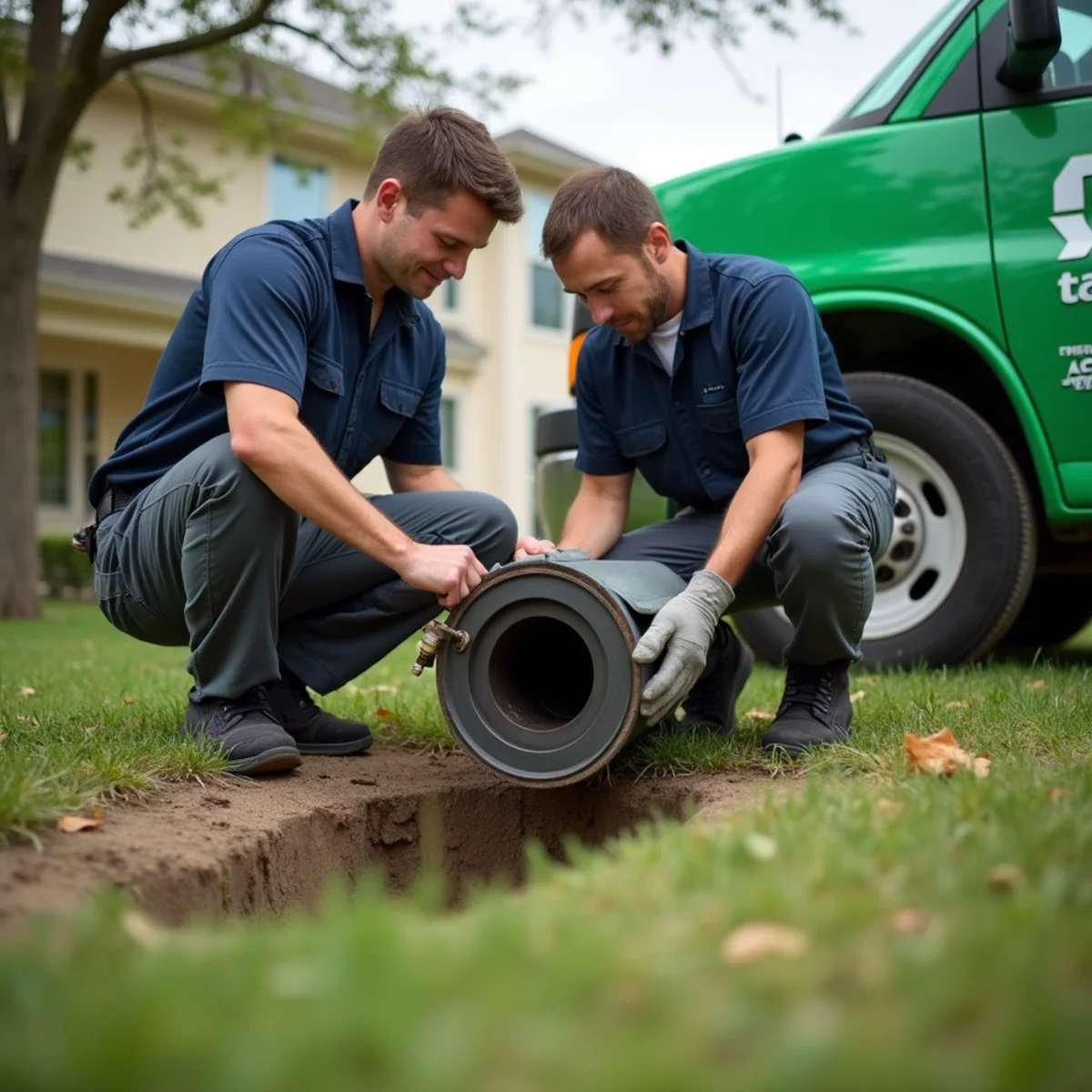 Plumber running a sewer camera down a main line cleanout at a Colleyville, TX home