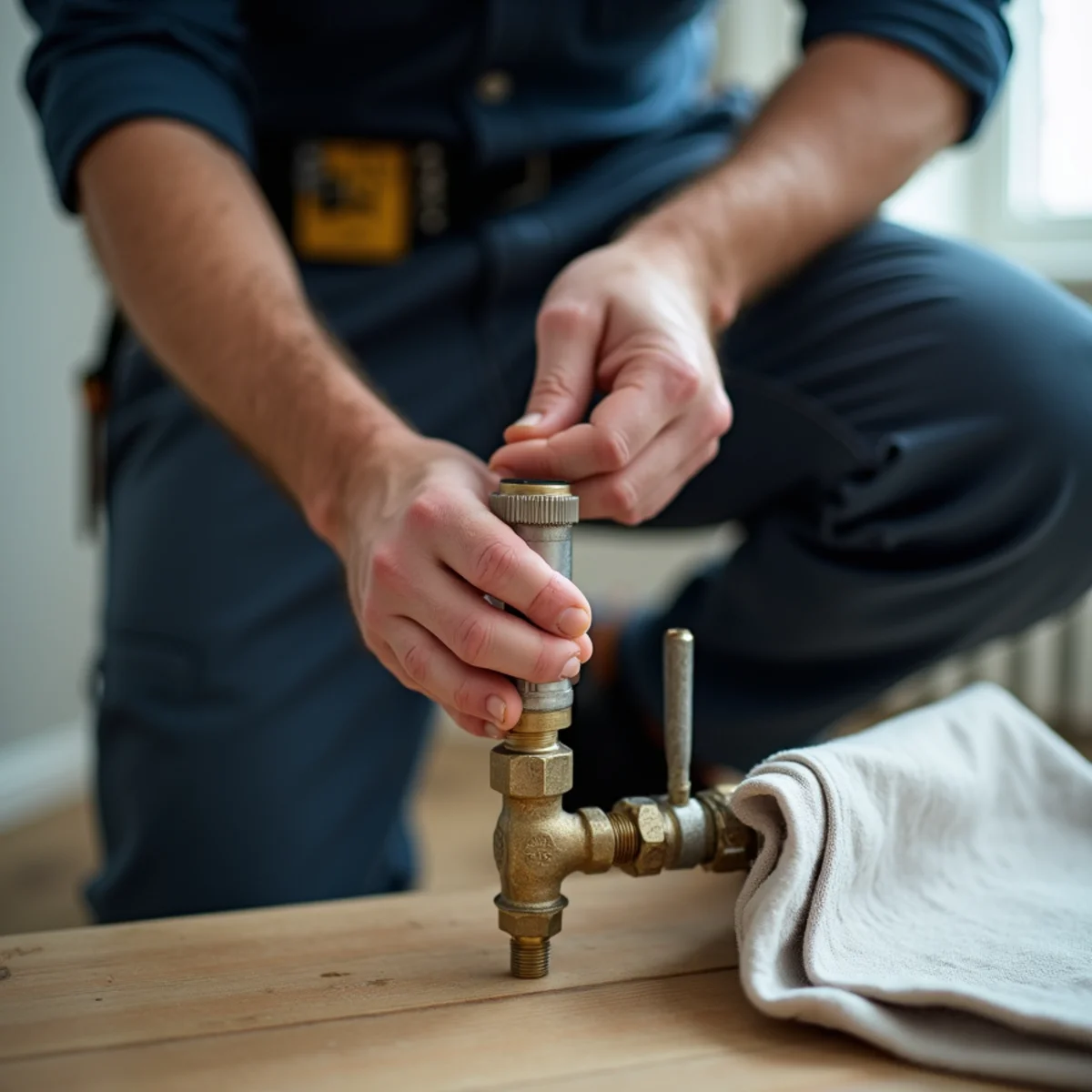 Licensed plumber performing tankless water heater installation in a Colleyville, TX home